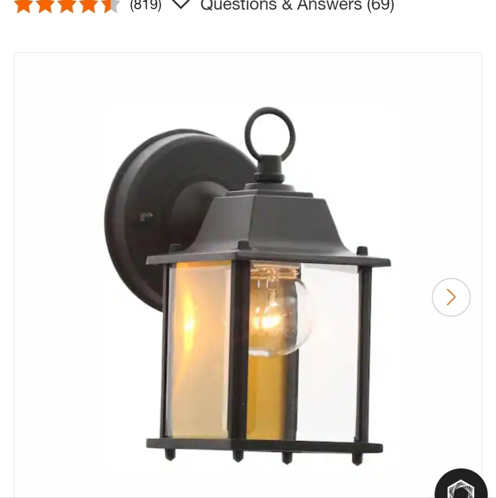 Hampton Bay 1-Light Black Outdoor Wall Lantern Sconce Black